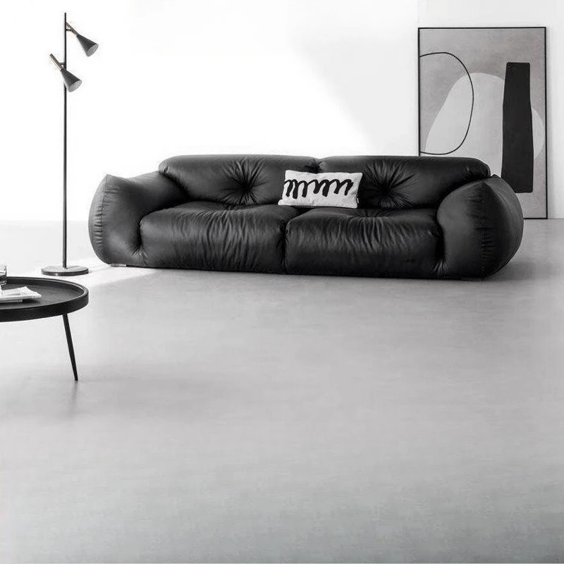 Living room leather sofa retro literary and minimalist style after World War II removable and washable suitable for small apartm