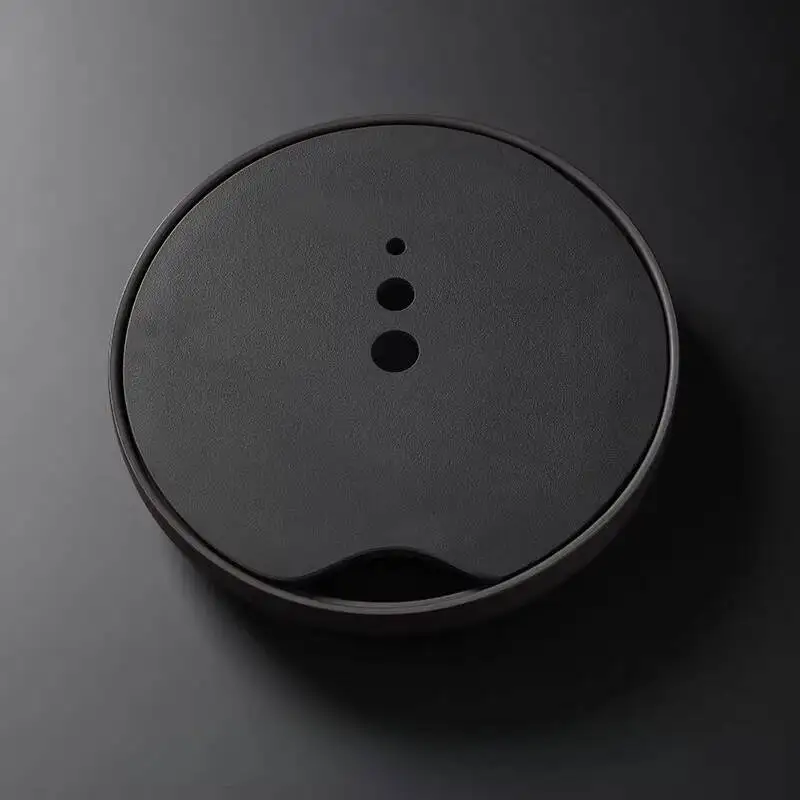 

Black Serving Tea Tray Stone Mini Drip Ceremony Drainage Coasters Office Tea Tray Round Hospitality Bandejas Home Decorationgs