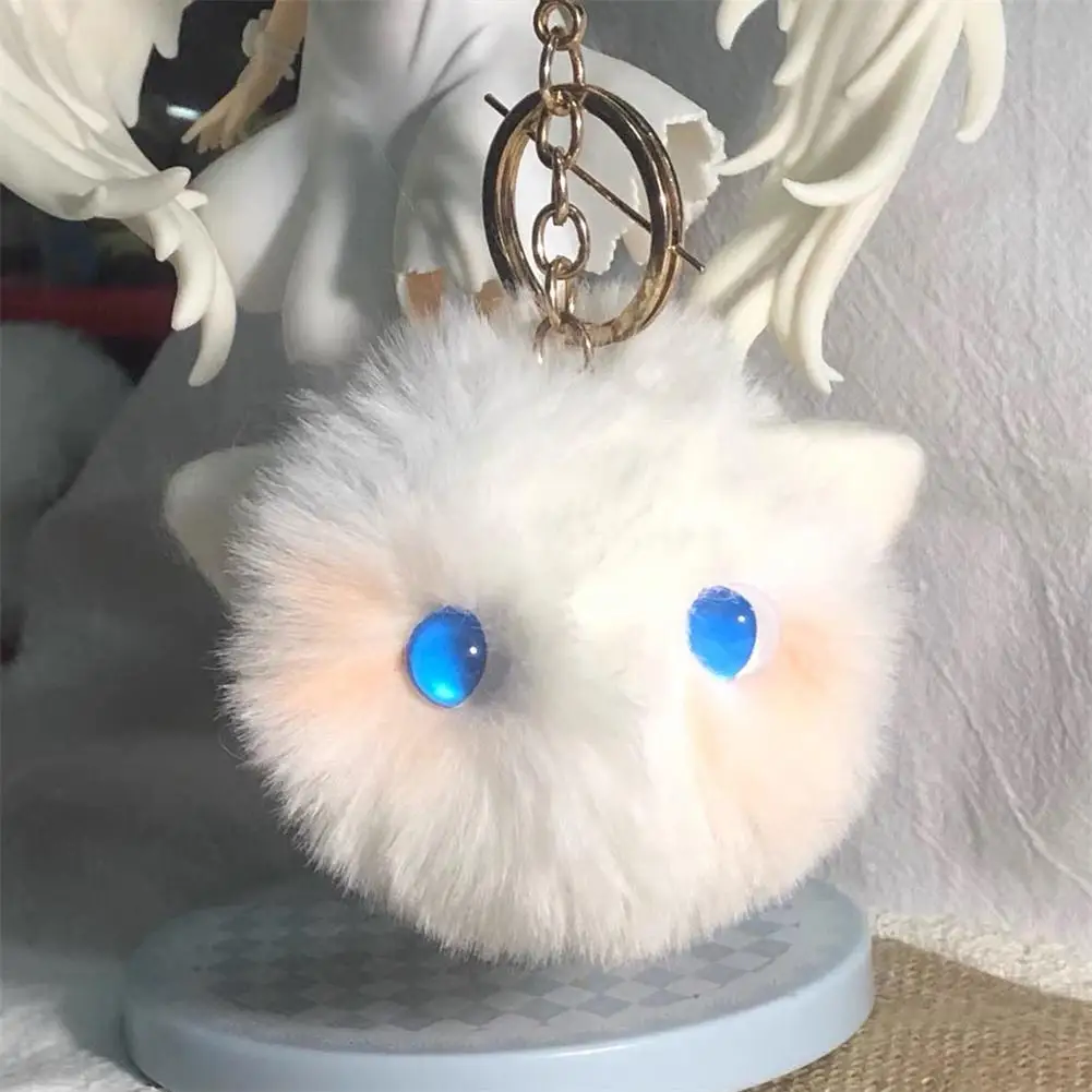 Portachiavi con gatto di peluche Portachiavi con gattino Kawaii Portachiavi con ciondolo per borsa da donna Portachiavi con palla di pelo bianco/nero Portachiavi per borsa da scuola