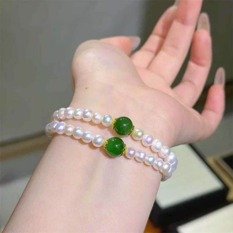 New Pearl Hetian Jade Bracelet Enhances Skin Tone Is Fashionable And Versatile