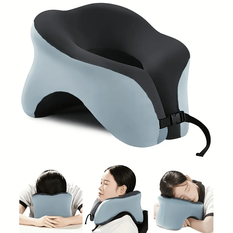 Travel Pillow for Airplanes with 360 Head Support, Memory Foam 2-in-1 Neck Pillow Airplane, Travel Neck Pillow with Storage Bag,