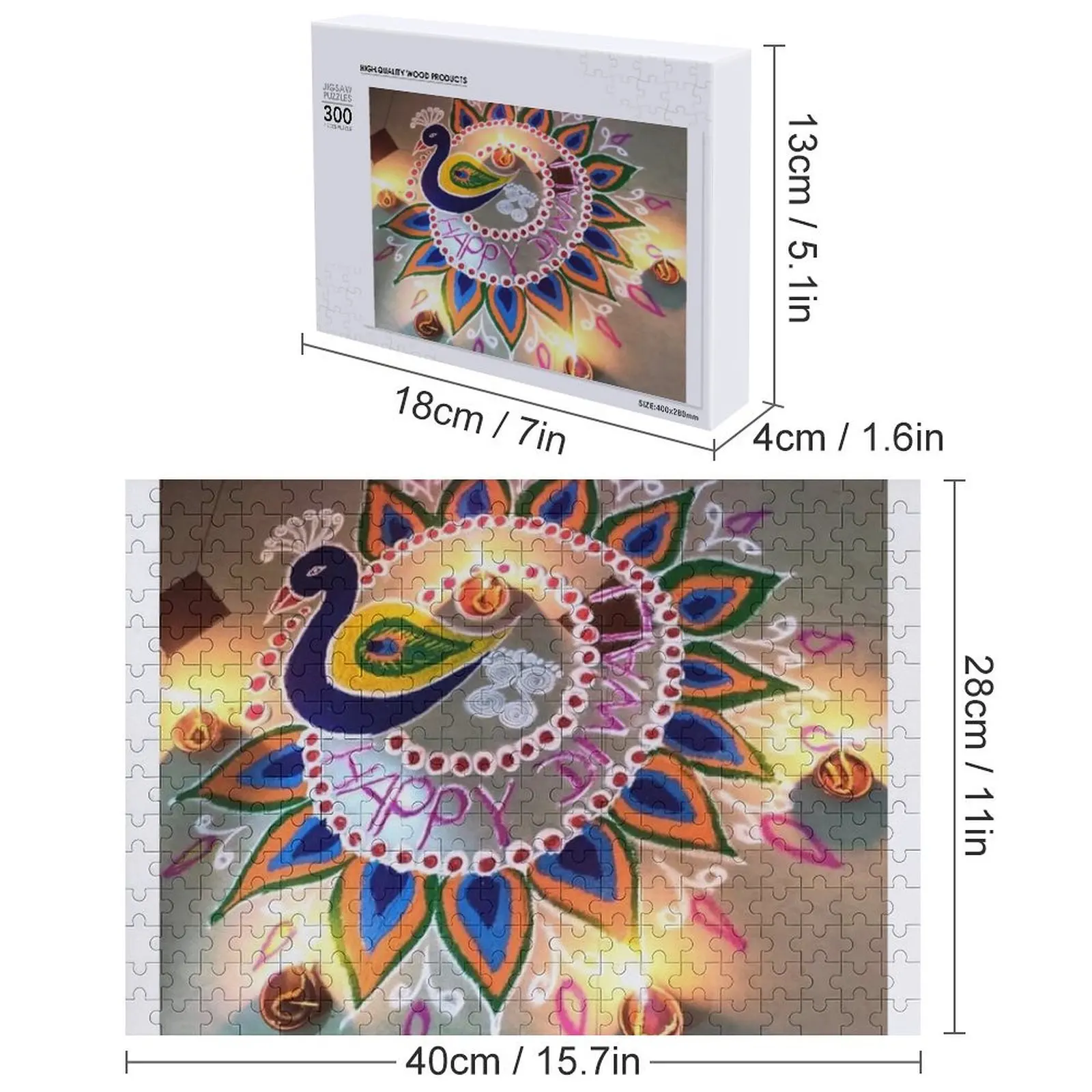 Puzzle Peacock Rangoli personalizzato con foto Personalizza puzzle di accessori Diorama
