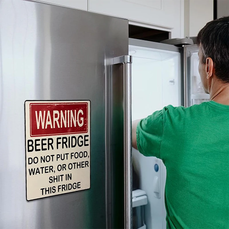 New Funny Beer Fridge Vintage Sticker Sign - Beer Fridge Magnet, Hilarious Beer Fridge Magnet, Funny Warning Sign Beer Magnet