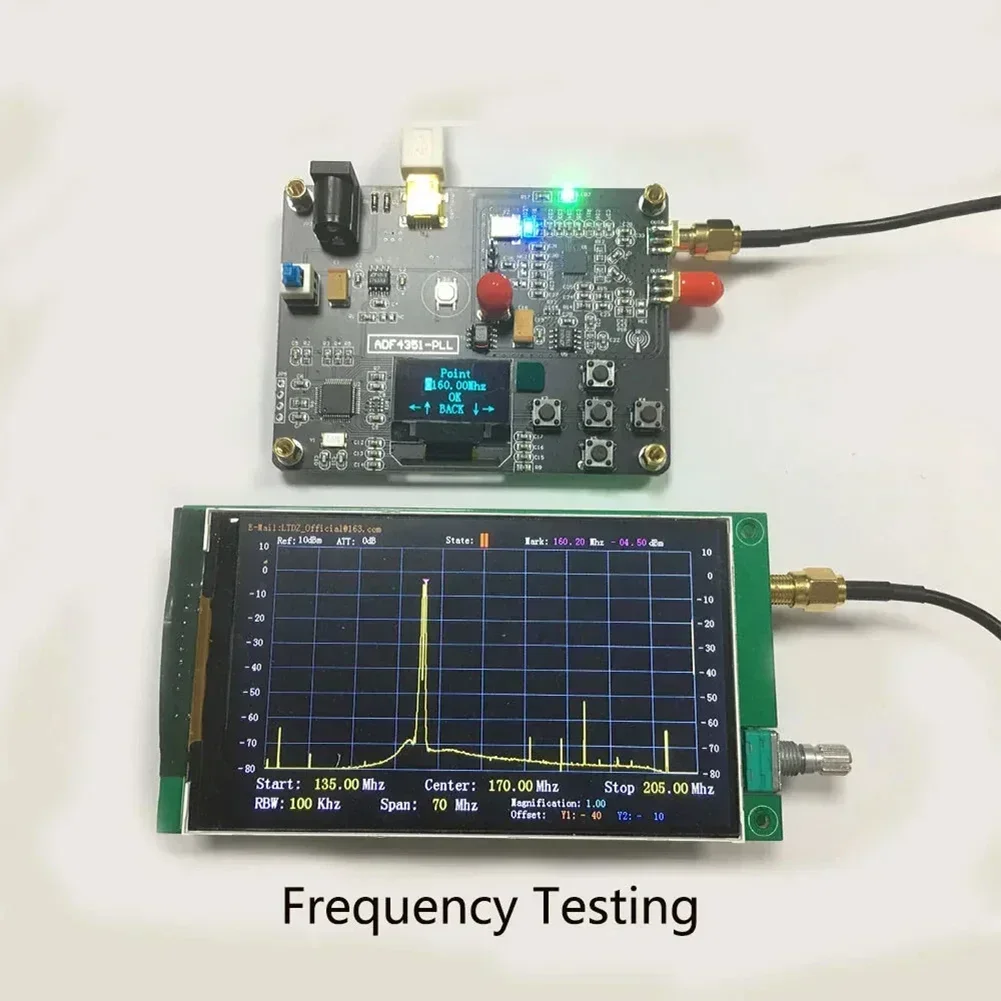 1szt Generator sygnału Złącze kabla danych 35MHz-4400MHz Generator sygnału RF ADF4351 Generator częstotliwości zamiatania PLL + OLED