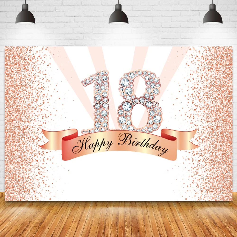 Pink Glitter 21th Birthday Backdrop Girl Sweet 16 Birthday Party Decoration Photo Background Custom Poster Studio Photoshoot