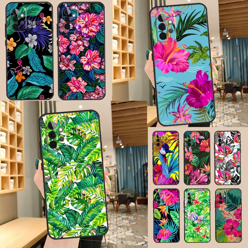 Tropical aloha Hibiscus  pattern Case For Samsung Galaxy A14 A34 A54 A13 A33 A53 A73 A52S A51 A71 A12 A22 A32 A42 A52 Cover