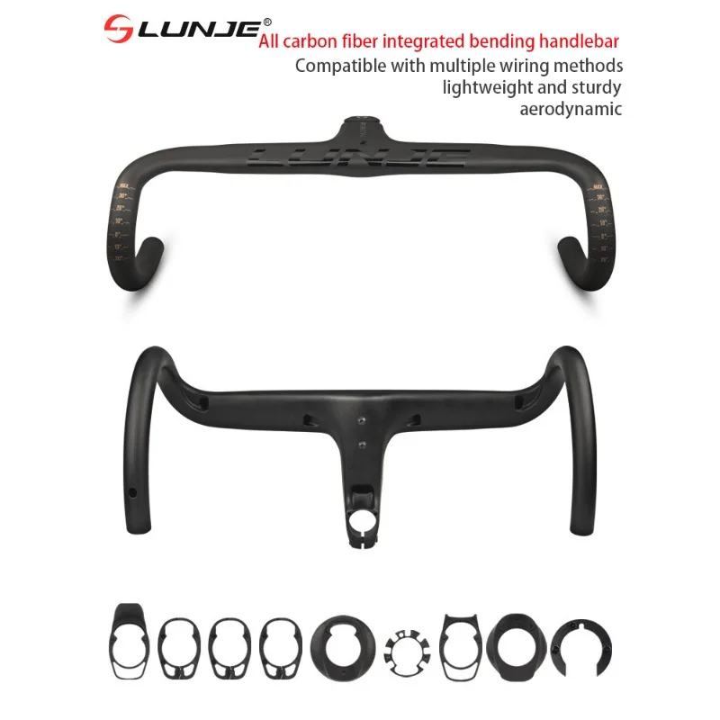 AliExpress LUNJE Full Carbon Fiber Road Bike Handlebar -10° Handle Bar 360/380/400/420/440mm Mtb Integrated Carbon Handlebar Cycling Bent Bars