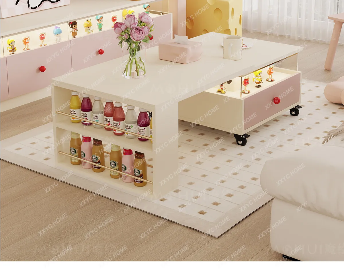 Movable coffee table TV cabinet, living room display side cabinet