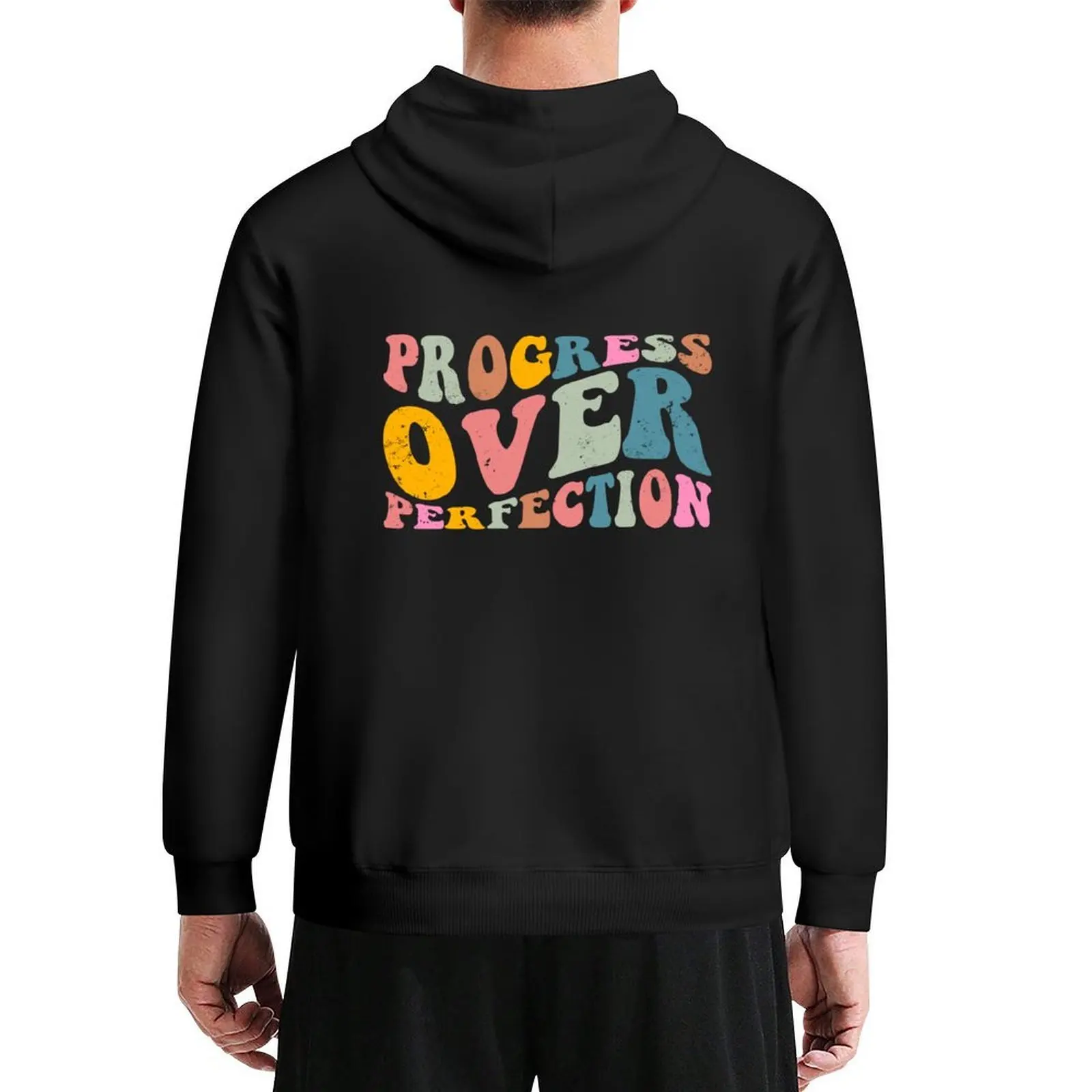 

Progress Over Perfection Motivational Teacher Hoodie men's sweat-shirt clothes for men mens clothing hooded shirt hoodie graphic