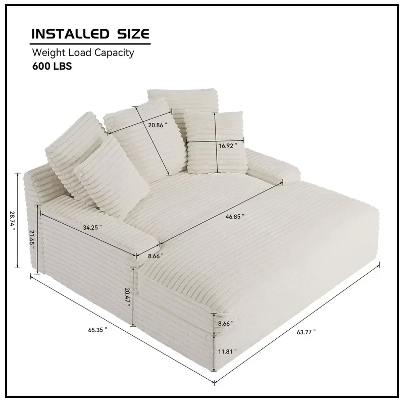 NOVA Corduroy Fabric Covers Couch Chaise White Compression Loveseat Sofa Bed Home Living Room Lounge 2 Seater Cloud Sofas