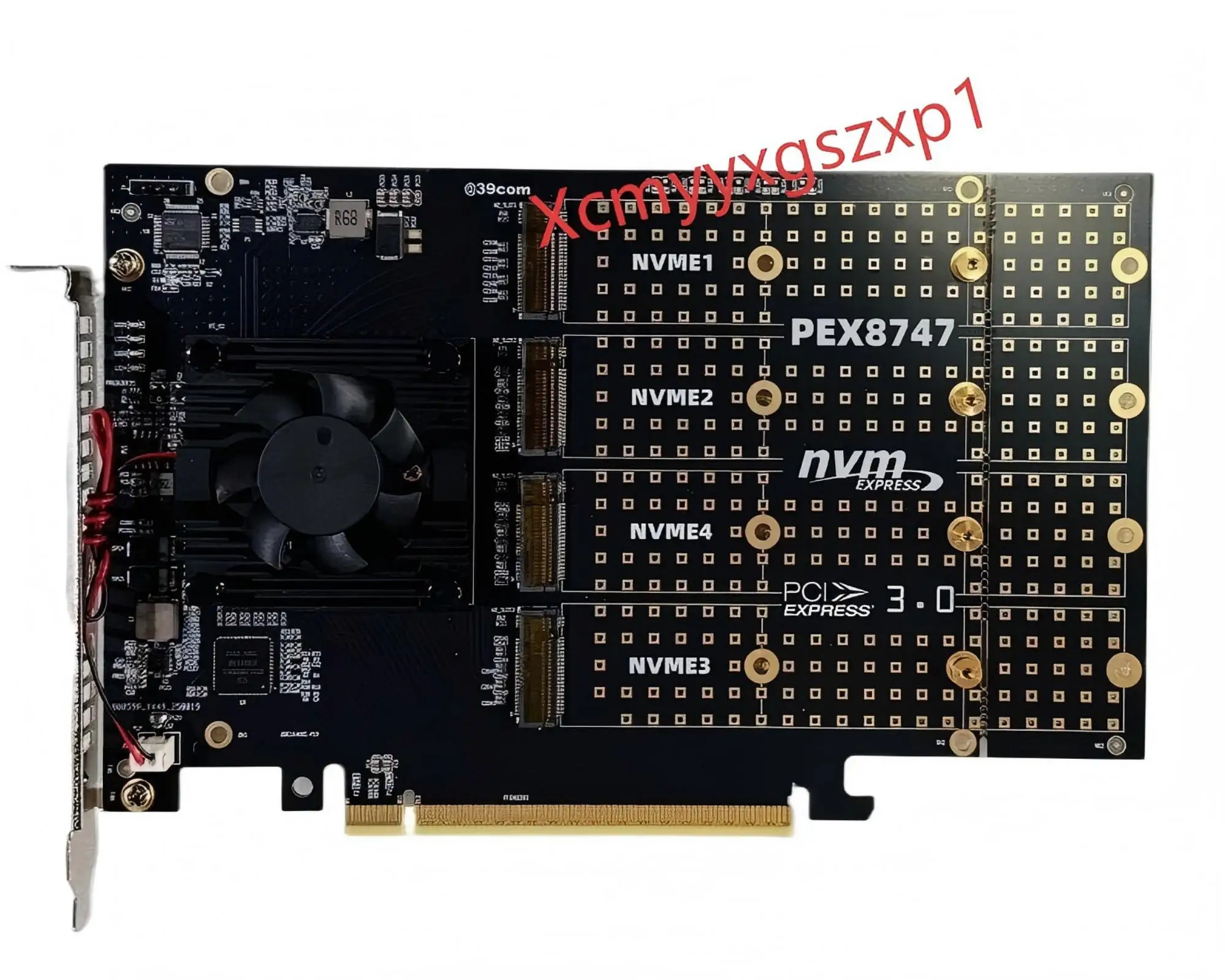 1pcs 4 Port M.2 NVMe SSD PCIe x16 Adapter With PLX8747 PCI E 3.0 x16 Switch to 4