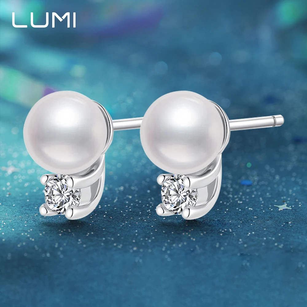 

Fashion Natural Pearl 925 Silver Stud Earrings 0.1cctw Moissanite - Super Exquisite Female Ear Buckles Luxury Party Wedding