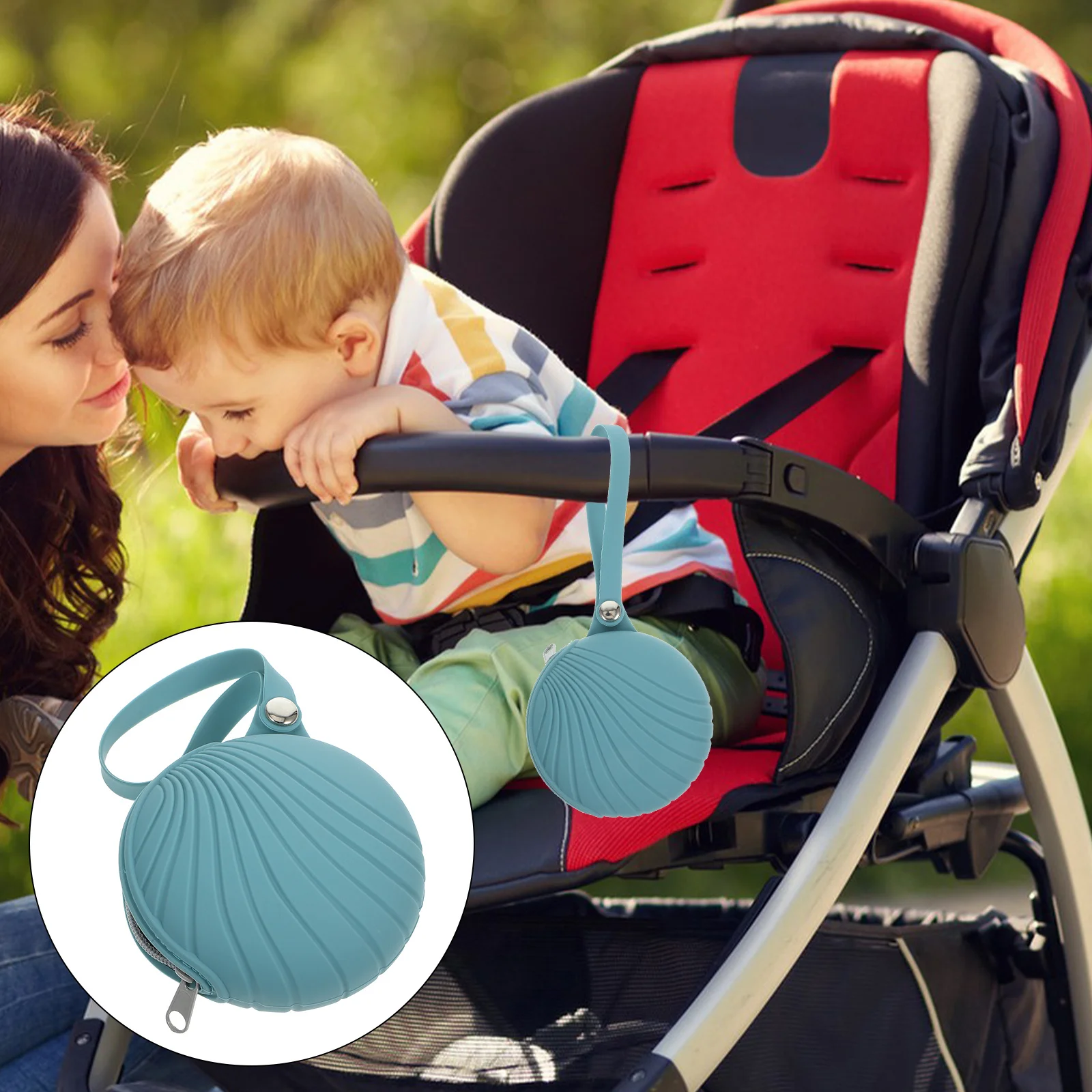 

Silicone Pacifier Pouch Reusable Adorable Pacifier Bag Clip Design Stroller Storage Holder Case Stroller Purse Charm,