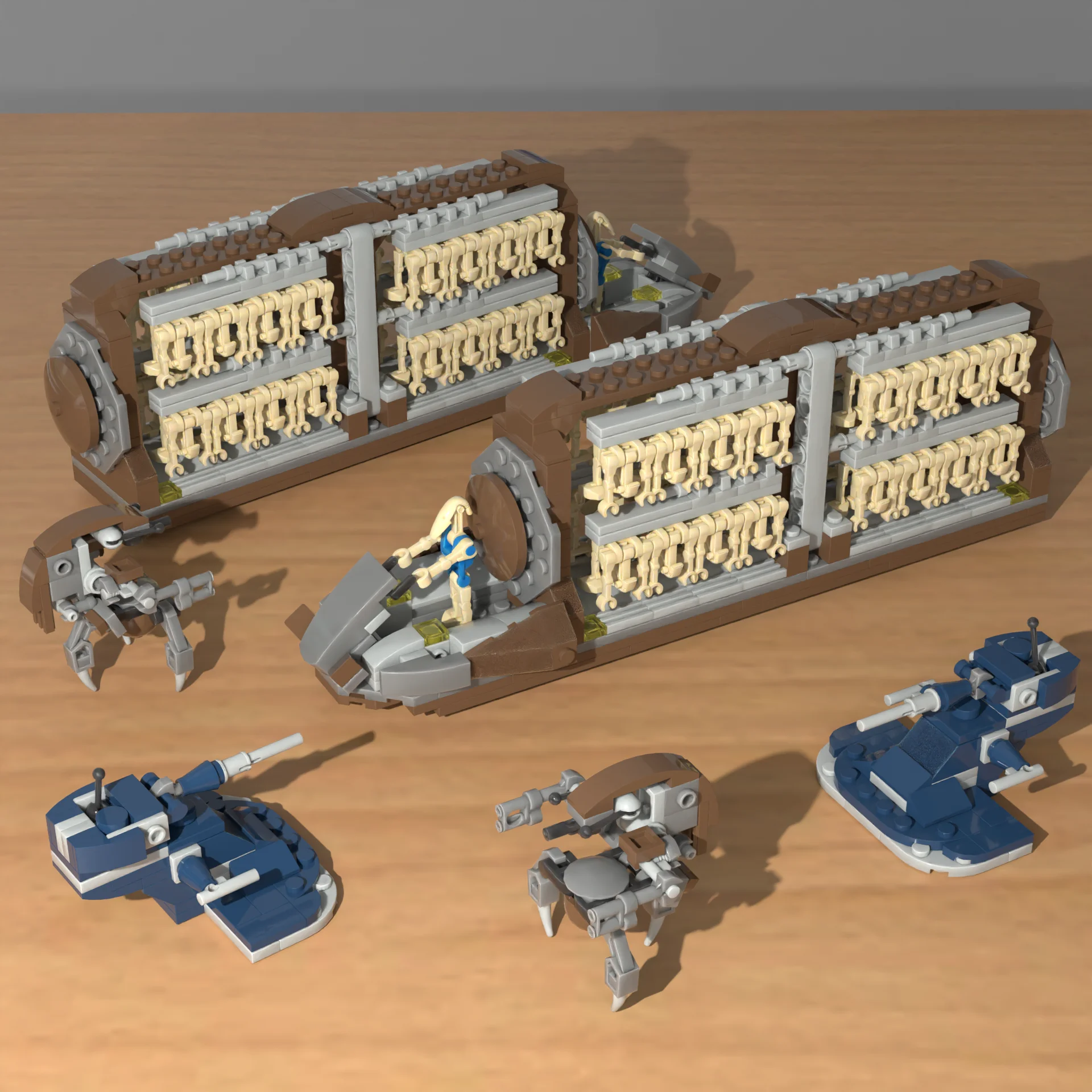 Battle Army Clone Platoon Attack Craft Building Kit 32-Piece with soldiers Troop Carrier & Droidekas, Blocks Action Figures Army