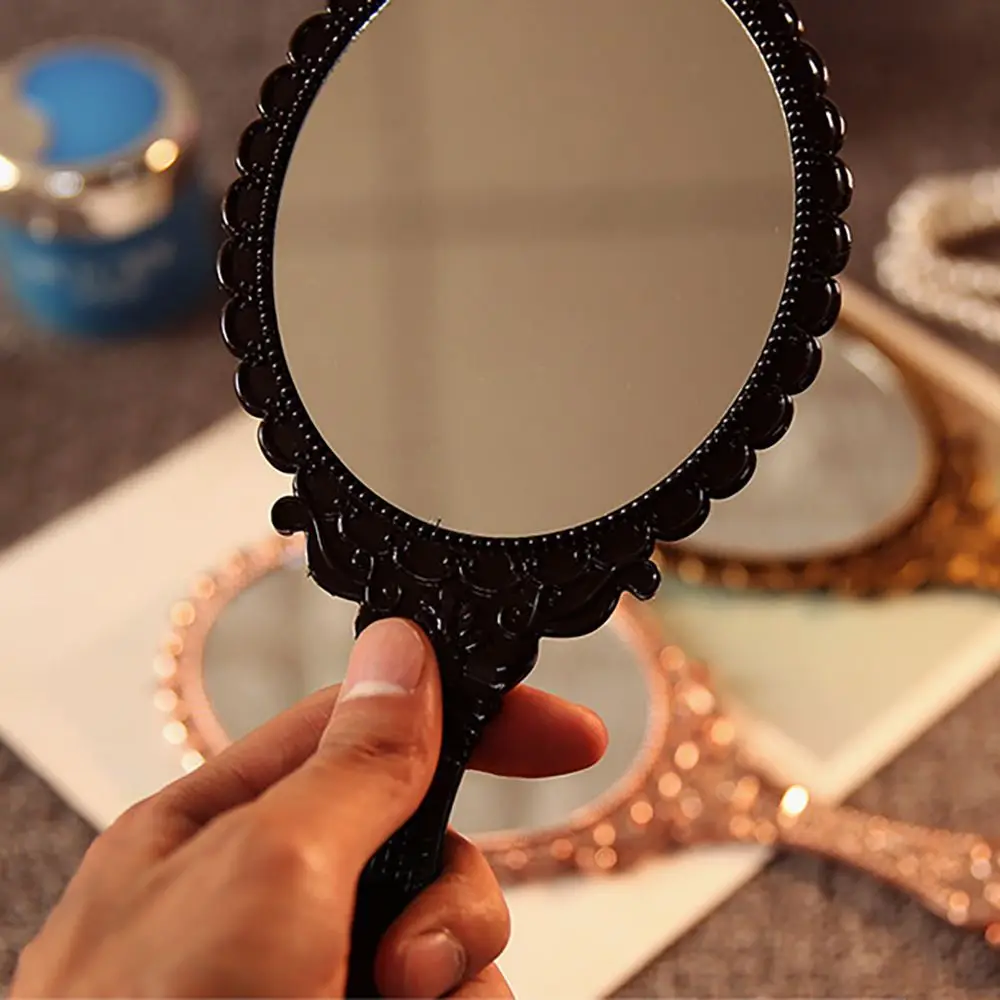 Miroirs de maquillage rétro Vintage pour femmes, miroirs à poignée à motif, miroirs en dentelle