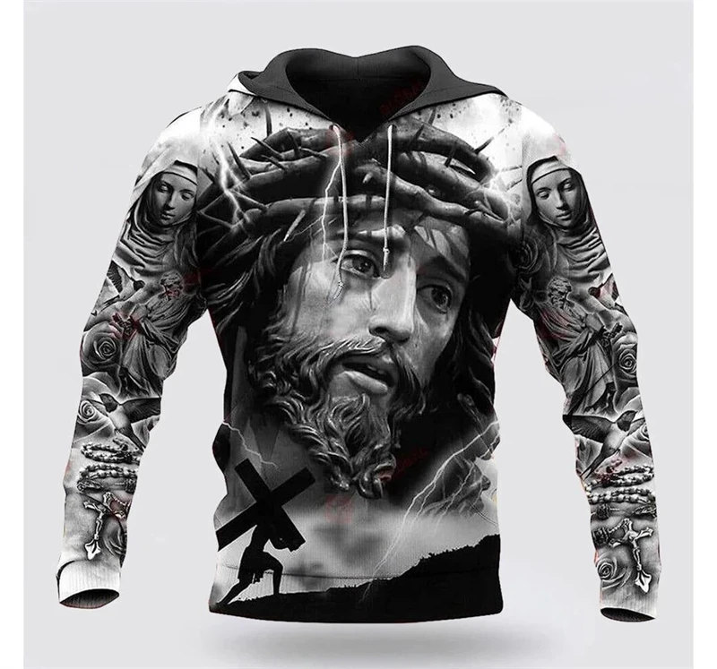 

Jesus Hoodies Christian 3D Printed Man Women Fashion Y2K Hoodie Oversized Streetwear Pullovers Hooded Sweatshirts Kids Clothing
