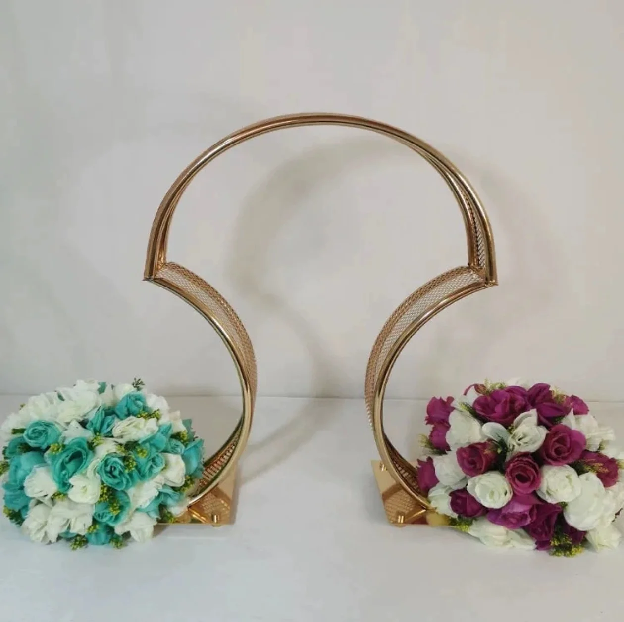 Gold Arch Stand for Event Party Decoration, Road Lead, Wedding Table Centerpiece, Flower Rack, 6 Pcs, 10Pcs