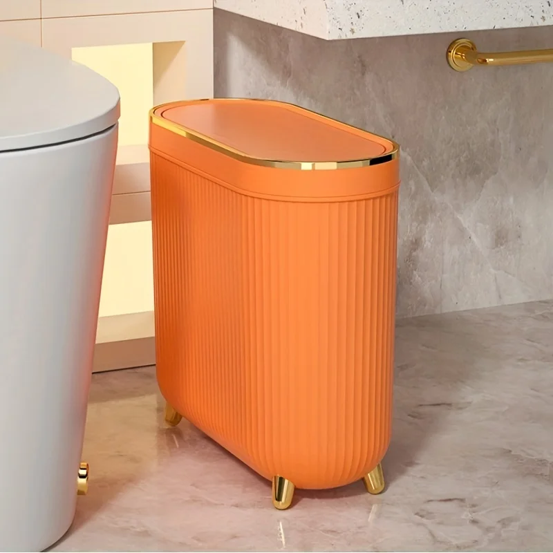 Compact Quiet-Close Trash Can for Bathroom/Bedroom - Electricity-Free, Space-Saving, with Optional Lid