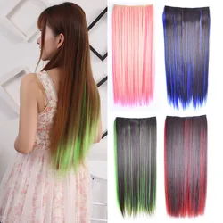 Jeedou Highlighted Piano Color Straight Synthetic Hair One Piece 5Clips Clip in Hair Extension Blue Brown Green Red