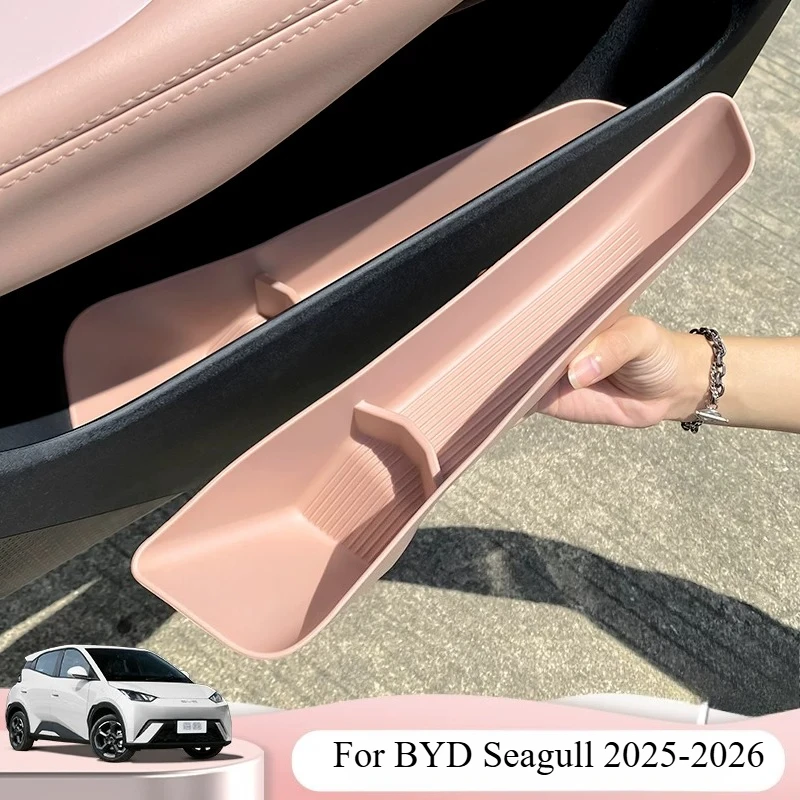 For BYD Seagull 2025-2026 Door Handle Storage Box – 4Pcs Car Door Pocket Organizer Tray, Interior Dashboard Side Storage Holder