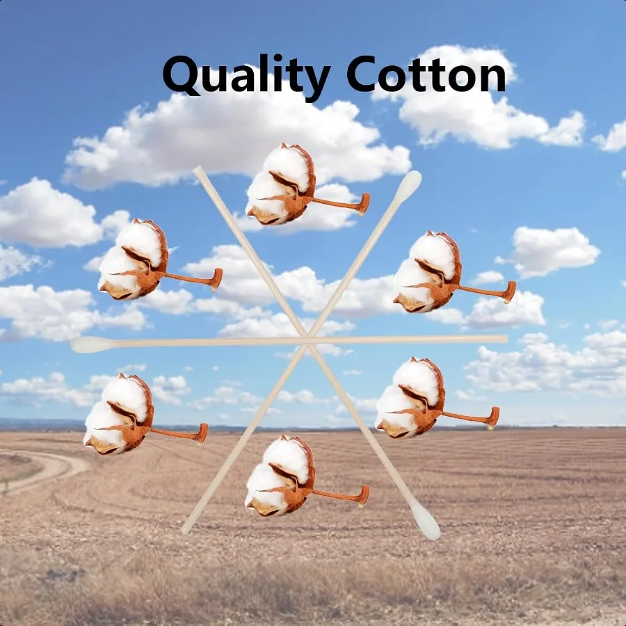 مسحات قطنية طويلة 6 بوصة 500 قطعة مسحات قطنية مسحات قطنية طويلة بمقبض خشبي رائعة لتنظيف المسدسات والعناية بالحيوانات الأليفة والمكياج