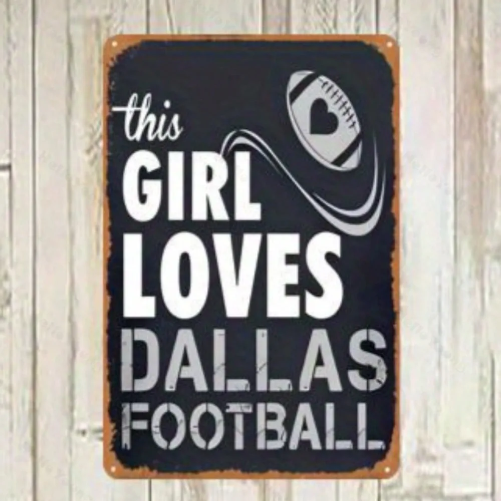 

Vintage Dallas Football Metal Wall Sign Easy Mounting Rustic Sports Decor Fan Gift Game Day Party