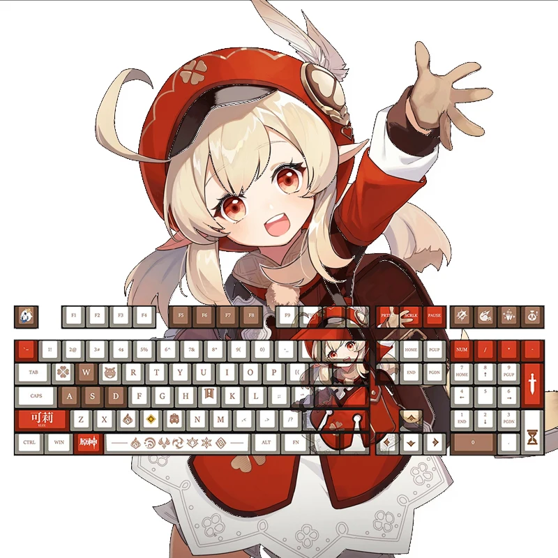 108Keys Genshin Impact Klee Keycaps Mechanical Keyboard Decoration Oem Height Cosplay Keycaps