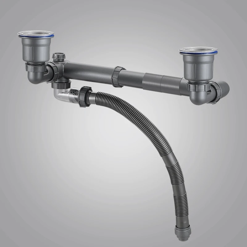 

Commercial sink sewer pipe restaurant kitchen vegetable dishbasin double drainage pipe lengthening full set of accessories