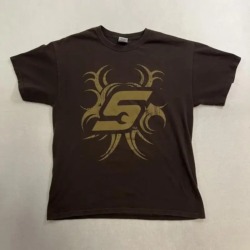 Snap On Tools T Shirt Men Äôs Size Large Brown Print Y2K