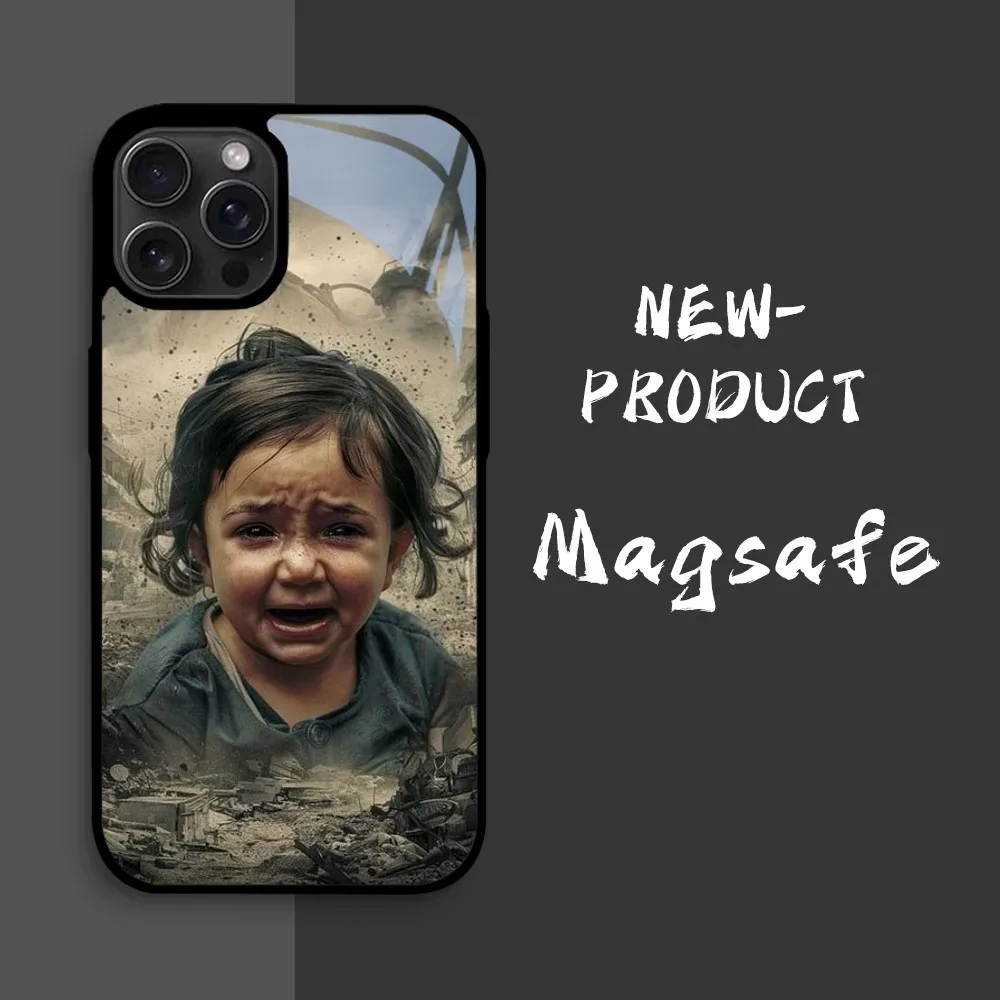 Child's Gaze Of Destruction Gaza Phone Case For IPhone16 15 14 13 12 11 Pro Xs Max Mini XR X 7 8 Plus Luxury Mirror Hard Funda