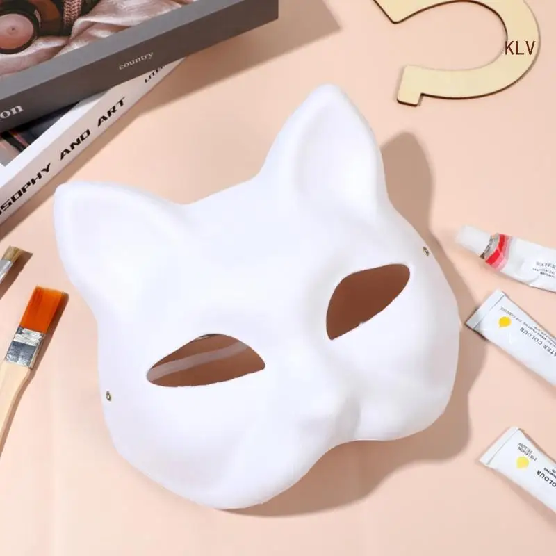 

Foxes Mask for Women Masquerade Japanese Anime Cosplay Mask DIY Hand-Painted Cat Mask Half Face Mask Halloween Mask