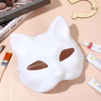 여성용 여우 마스크, 가장 무도회 일본 애니메이션 코스프레 마스크, DIY 핸드 페인트 고양이 마스크, 하프 페이스 마스크, 할로윈 마스크
