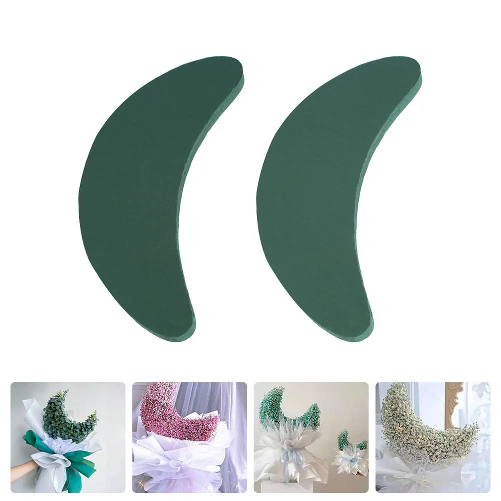 

2Pcs Moon Shape Flower Mud Floral Sponge Brick Green Small Arch Door Decor Supplies Water Absorbent Arrangement Tools