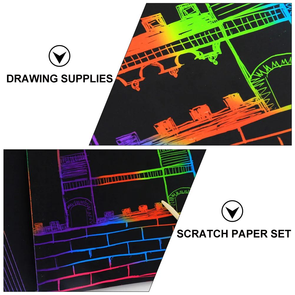 

55pcs Paper Set Kids Scratch Cards Eco-Friendly Craft Drawing Supplies Diy Art Wall Decoration Classroom Kindergarten Daycare
