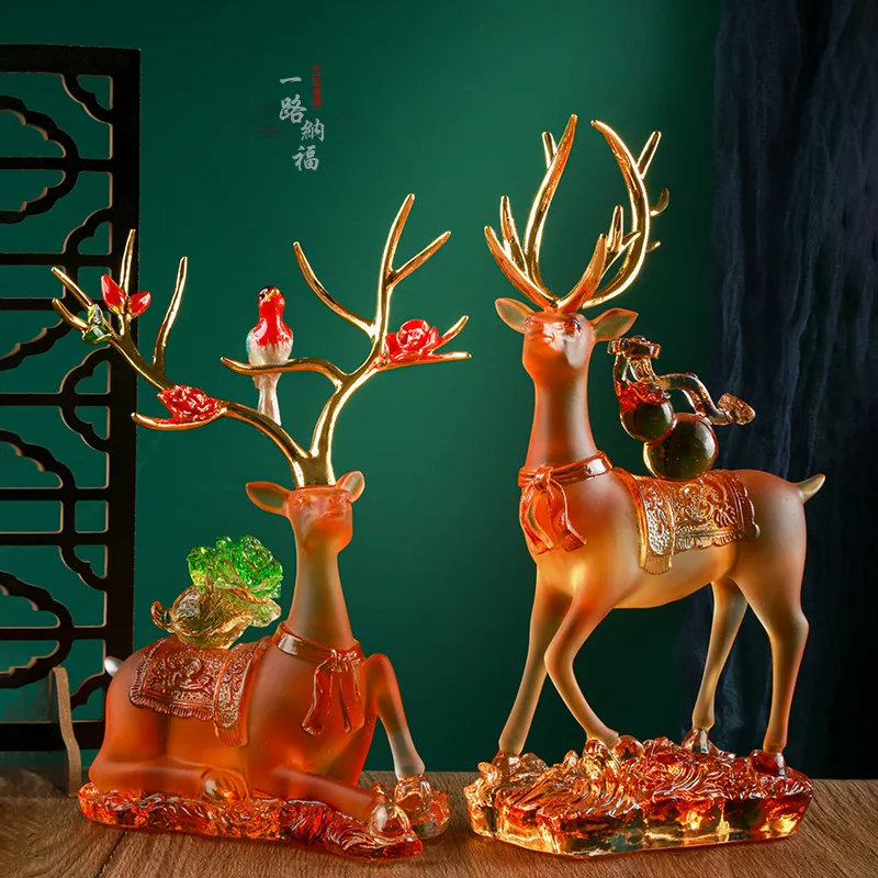 

Glazed glaze sika deer Decoration Recruit Wealth Treasure Artwork decoration Decorative Crafts gift