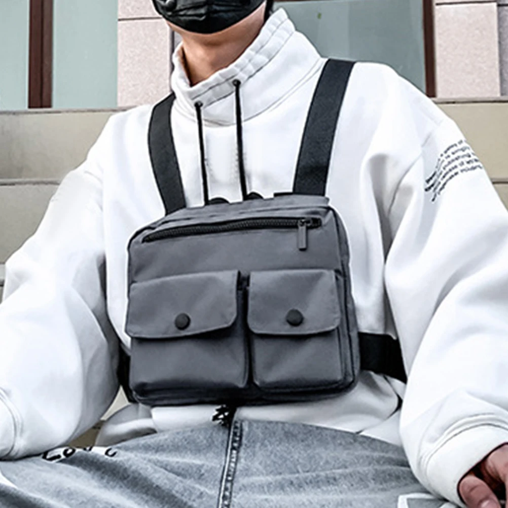 

Chest Bag Fashion Men Bags Backpack Grey Nylon Outdoor Hiking Travel Cell Phone Pouch
