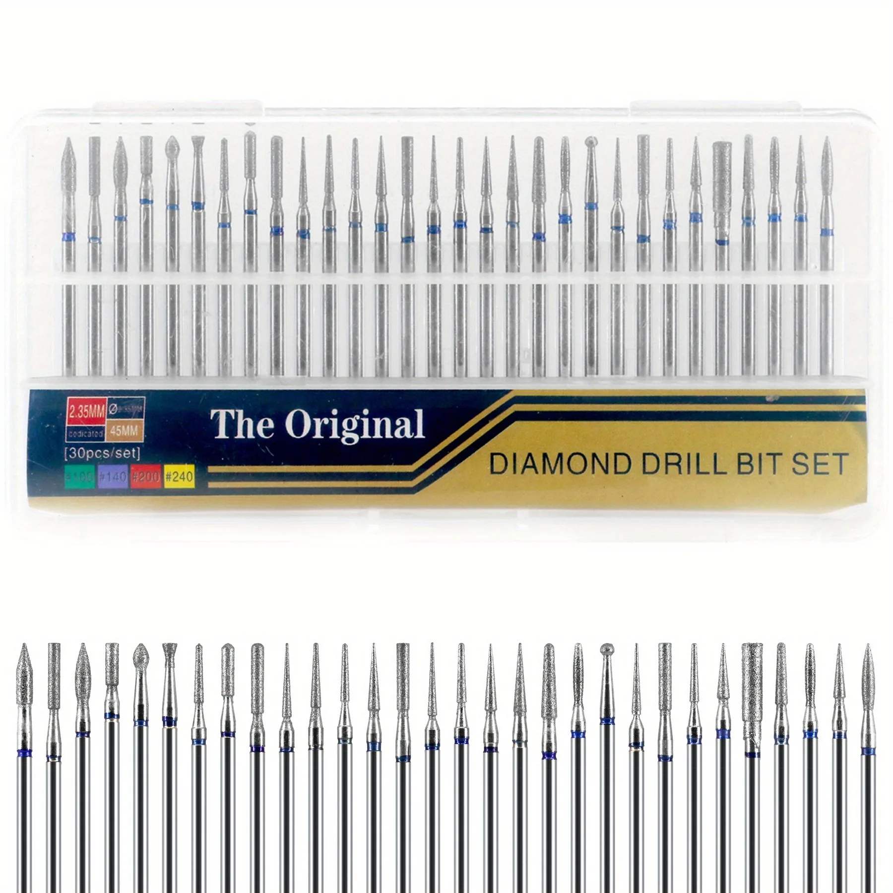 30PCS/BOX Diamond Nail Drill Bits Set，Precision Cuticle Bits, Highquality Bits，Nail Tech Manicure Pedicure Remover Tools for Acr