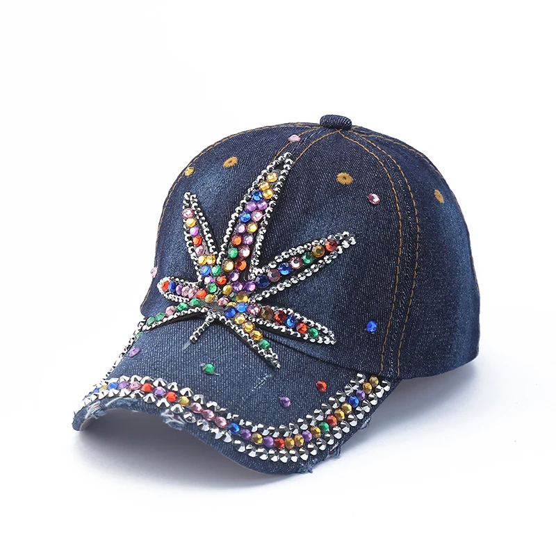 New Hip Hop Denim Cap Rhinestone Creative Lip Print Baseball Cap Love Letter Visor Hat For Men And Women Cowboy Hat