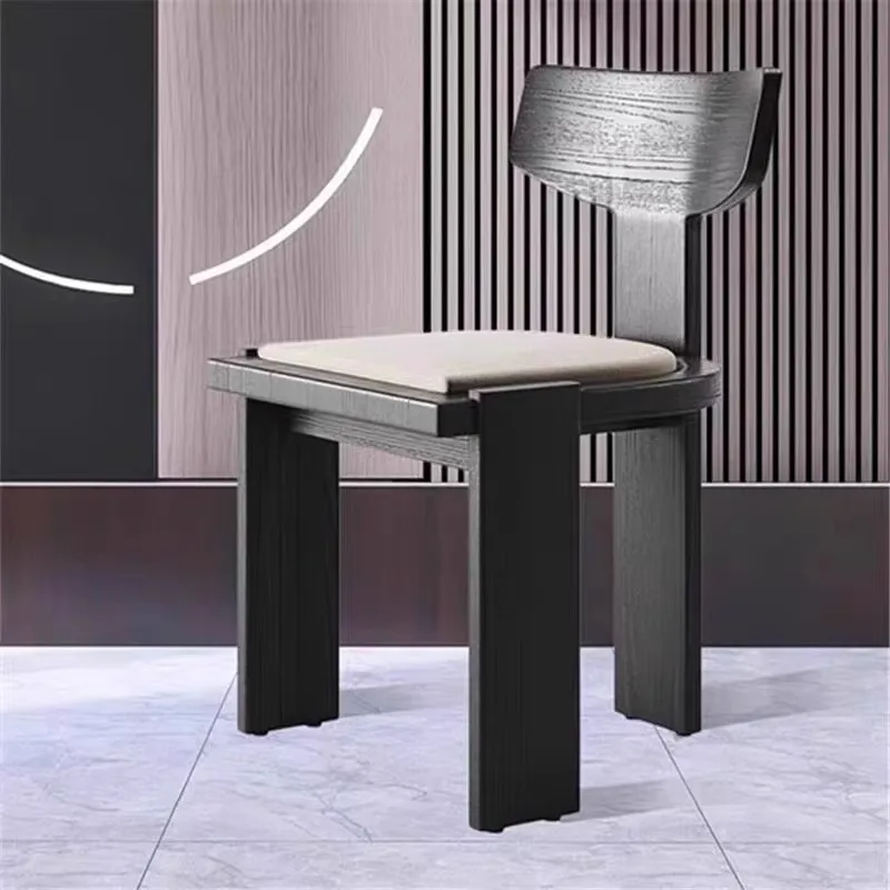 Light luxury solid wood dining chair model room villa home leisure