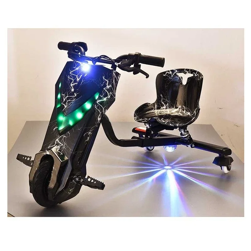 Electric elegant kart 360 ° tail flick three-wheel intelligent colorful children's drift car