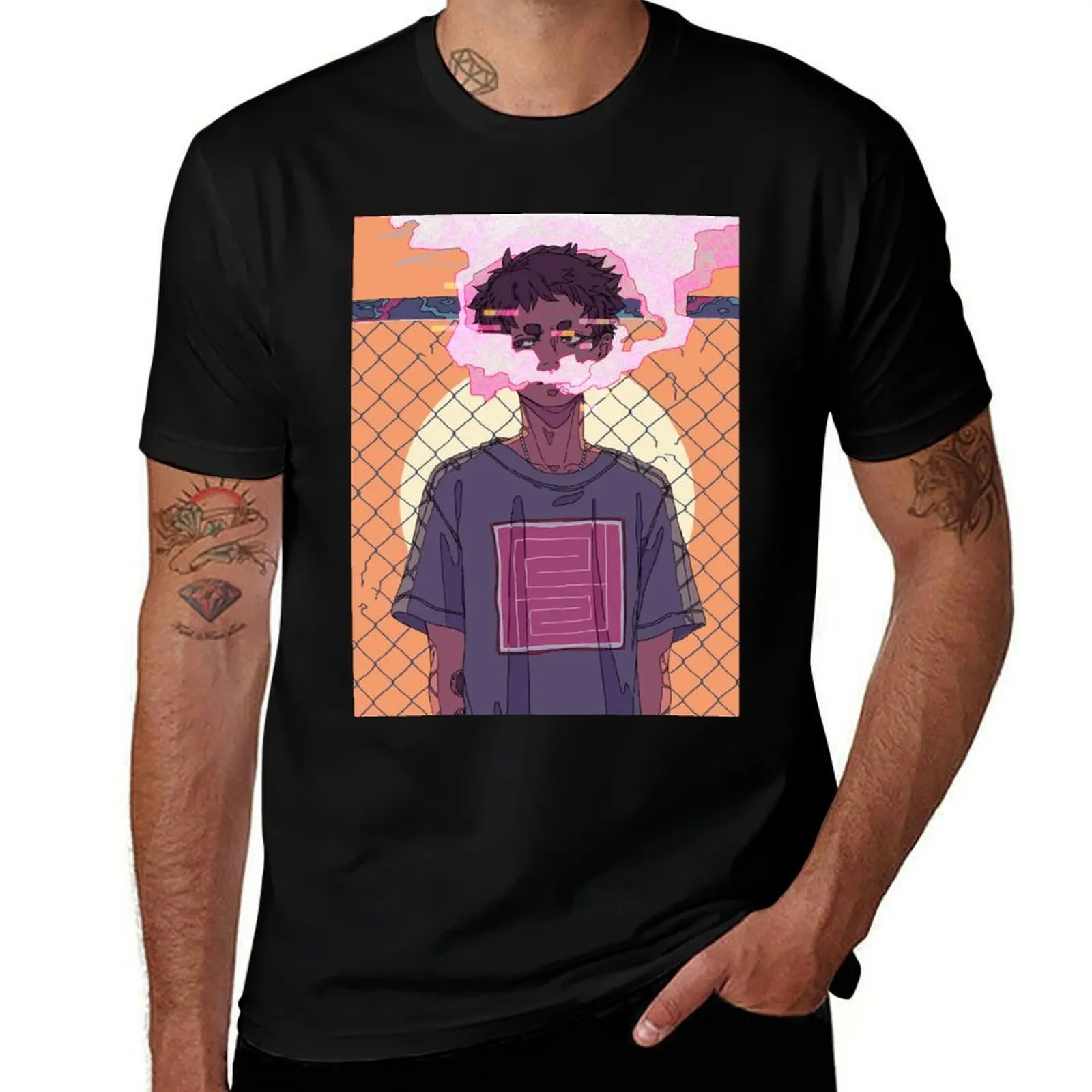 

Static T-Shirt anime tshirt for a boy oversized graphic tee men clothings