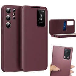 Wallet Card Slot Holder Flip Cover For Samsung Galaxy S25 S24 S23 S22 Ultra Window View Smart Display Leather Cases