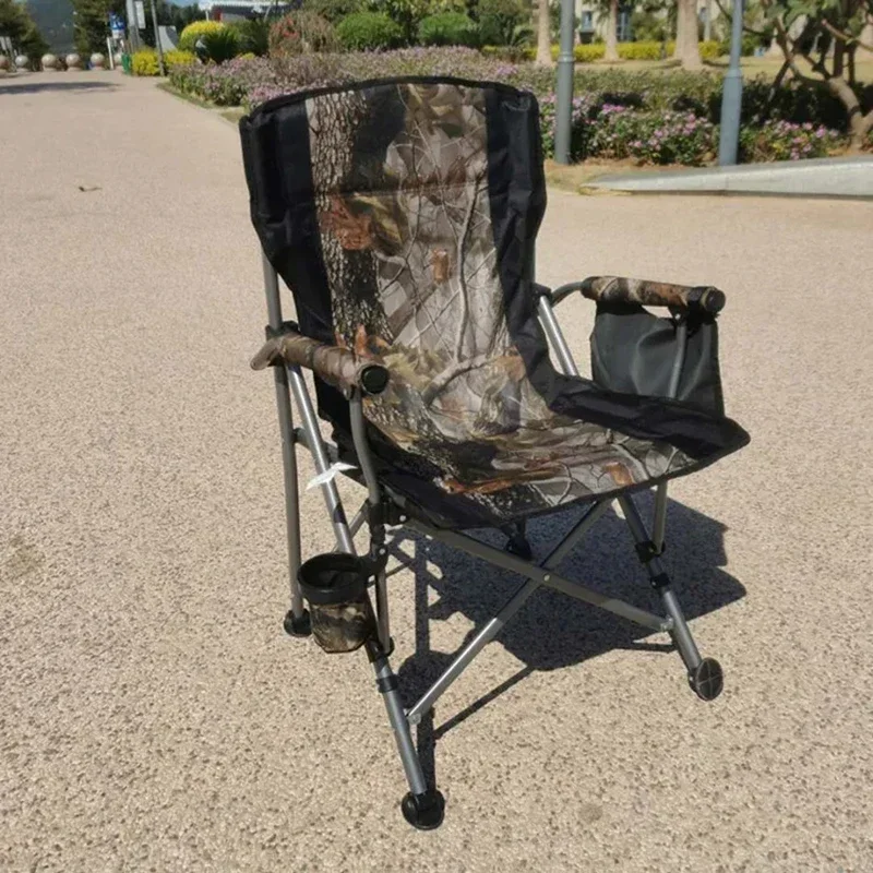 Outdoor Portable Large Armchair Camping Director Chair Backrest Comfortable Fishing Chair Beach Chair Stainless Steel Material