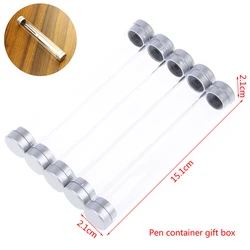 Crystal Transparent Plastic Pen Box Gift Metal Cylindrical Two Section Open Packaging