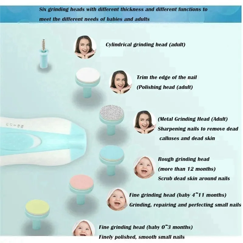 A47F-2Pcs Pulidor de uñas eléctrico Pulidor de uñas Cortauñas de enfermería Pulidor de uñas, sin batería