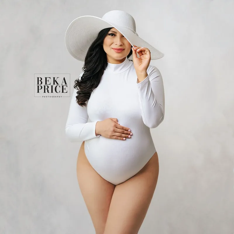 Snake Print Stretchy Maternity Photography Bodysuits High Neck Full Sleeve Pregnancy Bodysuit For Photo Shoot