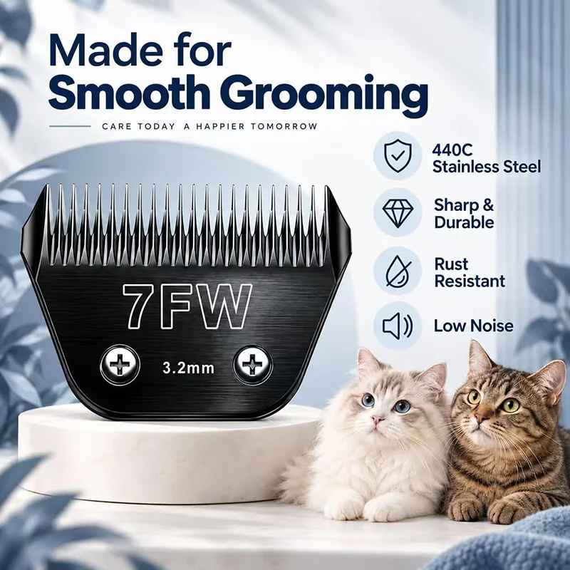 7FW 3.2mm Blades Dog Grooming Compatible with Andis,Oster A5,Wahl KM10 Clippers Dog and Cat Grooming, Ceramic Replacement Blade