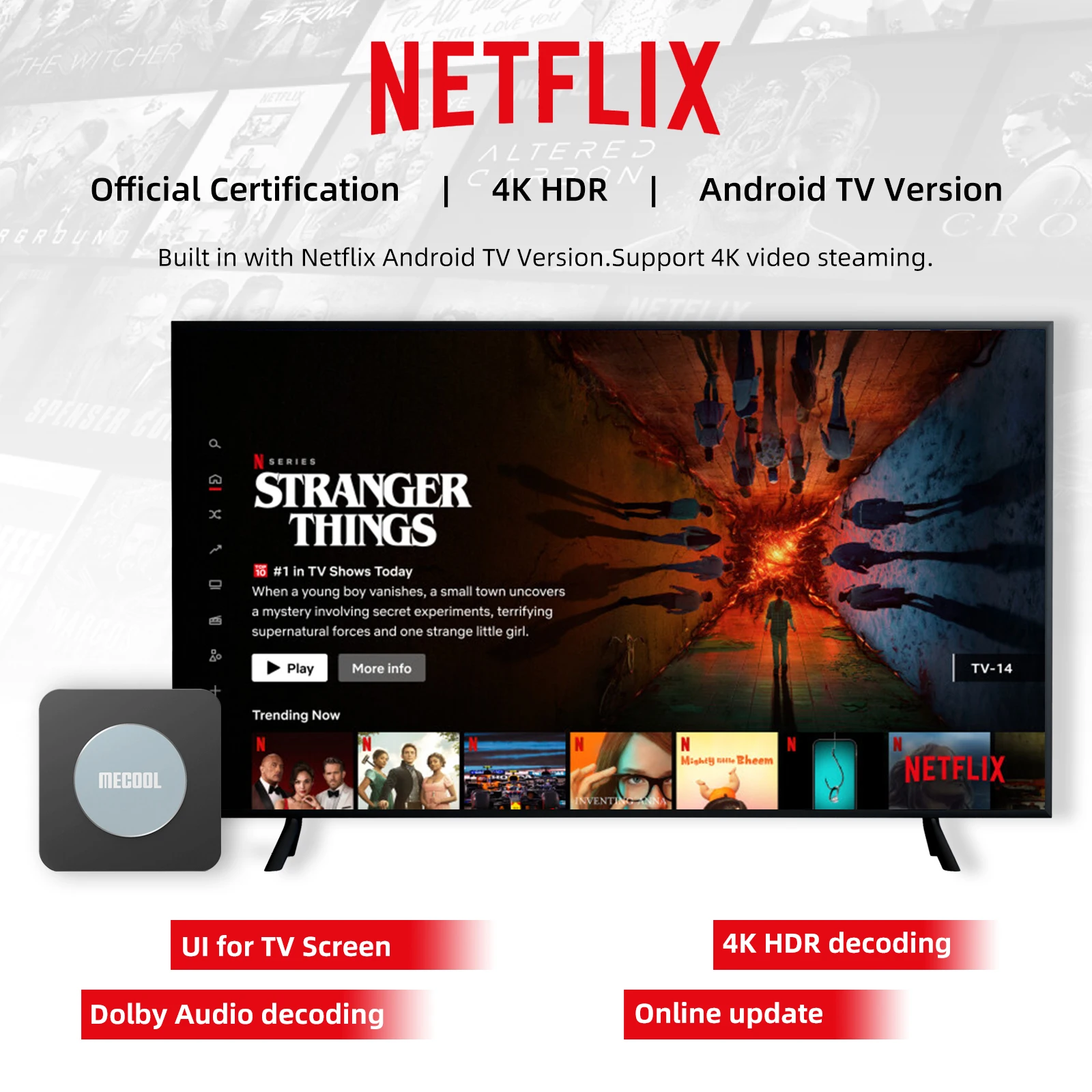 MECOOL KM2 Plus Android TV Box مع Google Netflix 4K Dolby Atmos معتمد 2GB 16GB HDR10+ AV1 BT 5.0 WiFi 2.4G/5G Set Top Box