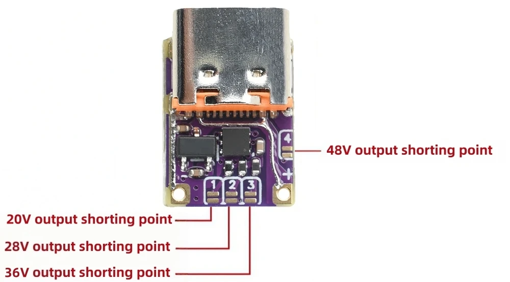 PD3.0 PD3.1 QC3.0 Auslösermodul Typ-C Schnelllade-Spannungsaktivator Stromversorgung zu DC-Konverterplatine für DIY-Projekte – Detail 2