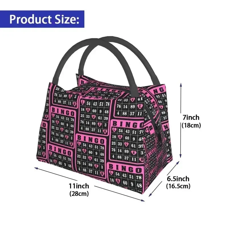 Bingo Lover Bingo Time Love Bingo Classic Pink Insulated Lunch Bag for Women Leakproof Cooler Thermal Bento Box Camping Travel